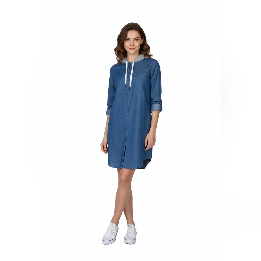 Tommy Hilfiger Denim Shirt Dress Hooodie